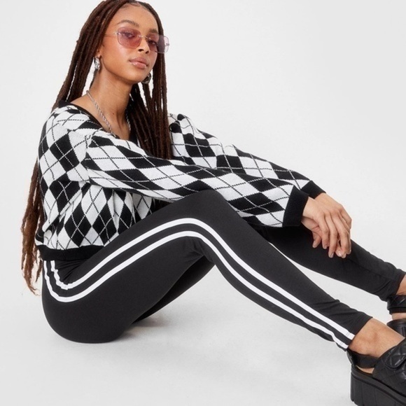 Nasty Gal Stripe High Waisted Leggings size Medium - Picture 1 of 12